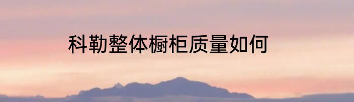 科勒整体橱柜质量如何