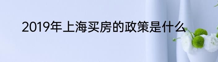 2019年上海买房的政策是什么