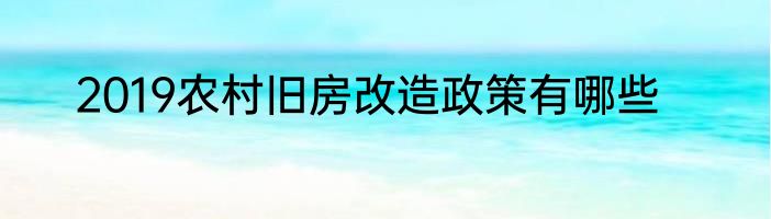 2019农村旧房改造政策有哪些