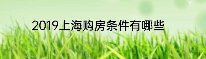 2019上海购房条件有哪些