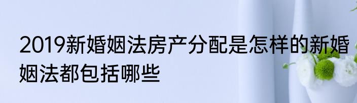 2019新婚姻法房产分配是怎样的新婚姻法都包括哪些