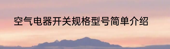 空气电器开关规格型号简单介绍