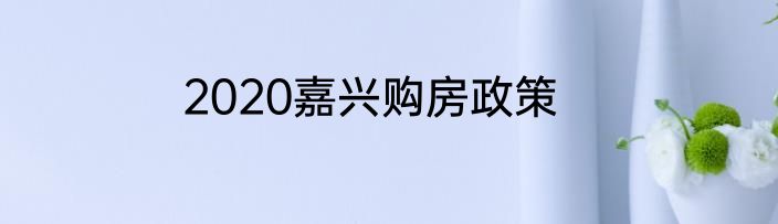 2020嘉兴购房政策