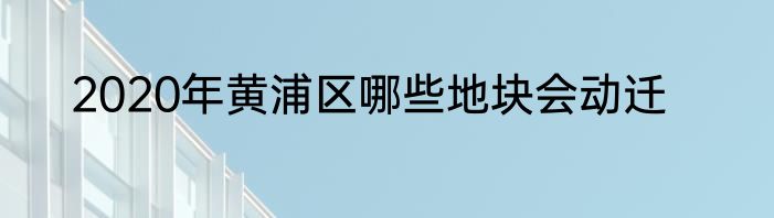 2020年黄浦区哪些地块会动迁