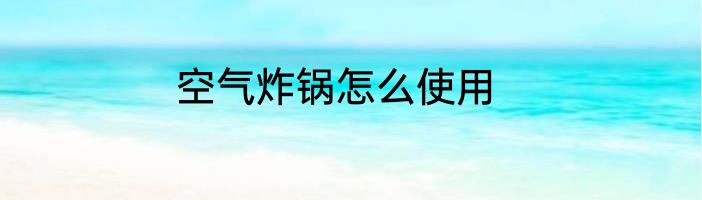 空气炸锅怎么使用