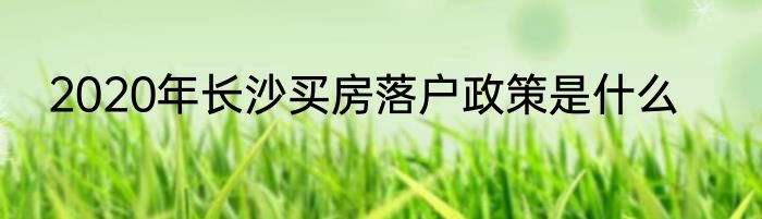 2020年长沙买房落户政策是什么
