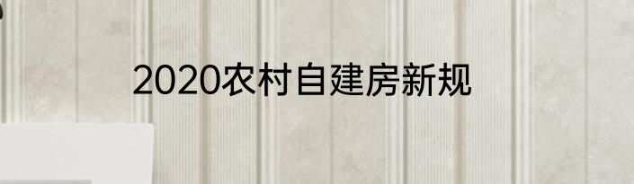 2020农村自建房新规