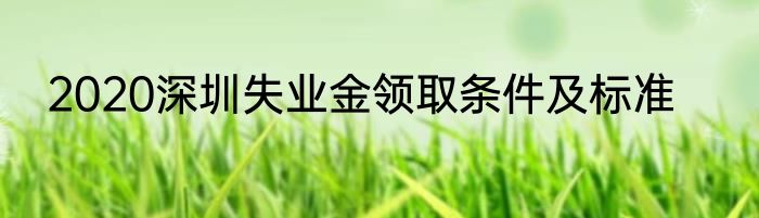 2020深圳失业金领取条件及标准