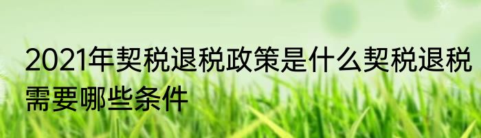 2021年契税退税政策是什么契税退税需要哪些条件