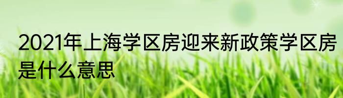 2021年上海学区房迎来新政策学区房是什么意思