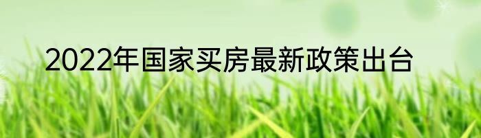 2022年国家买房最新政策出台