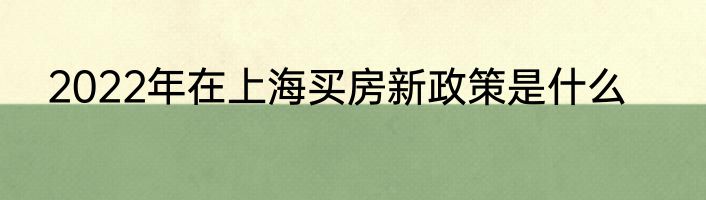 2022年在上海买房新政策是什么