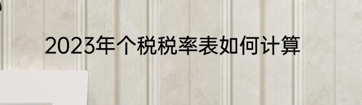 2023年个税税率表如何计算