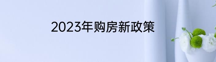 2023年购房新政策