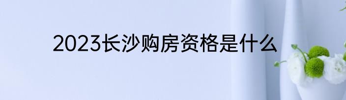 2023长沙购房资格是什么