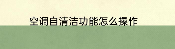 空调自清洁功能怎么操作