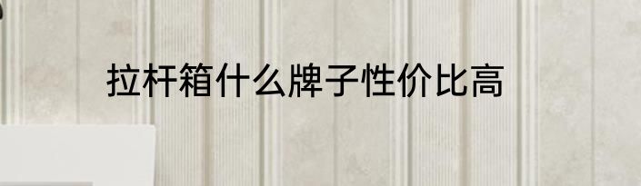 拉杆箱什么牌子性价比高