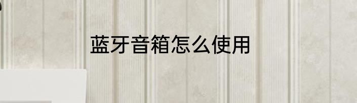 蓝牙音箱怎么使用