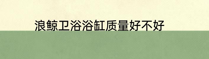 浪鲸卫浴浴缸质量好不好