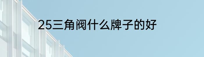 25三角阀什么牌子的好