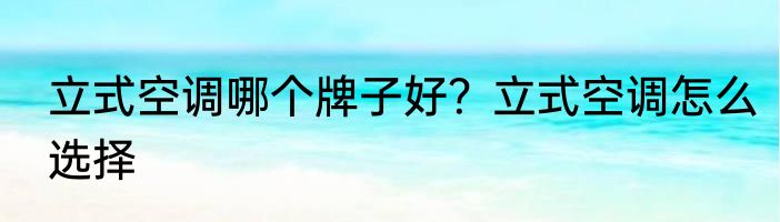 立式空调哪个牌子好？立式空调怎么选择