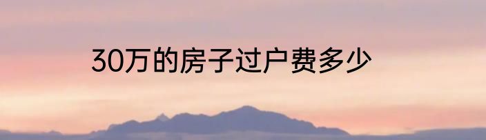 30万的房子过户费多少