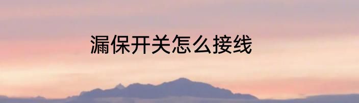 漏保开关怎么接线