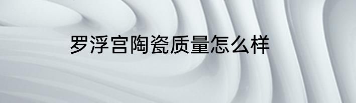 罗浮宫陶瓷质量怎么样
