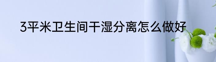3平米卫生间干湿分离怎么做好