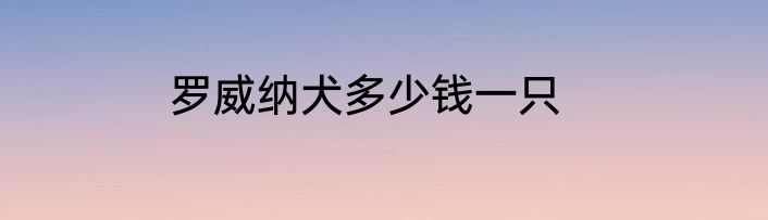 罗威纳犬多少钱一只