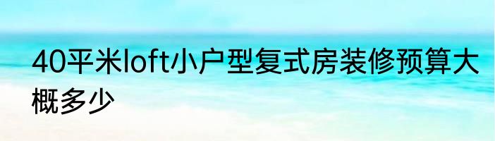 40平米loft小户型复式房装修预算大概多少