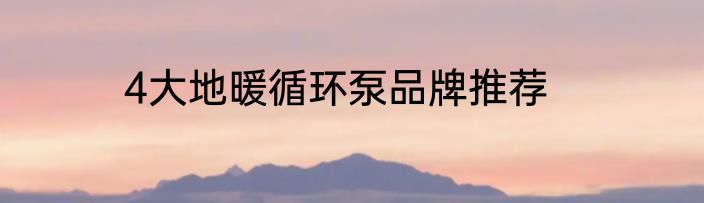 4大地暖循环泵品牌推荐