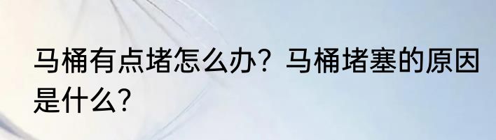 马桶有点堵怎么办？马桶堵塞的原因是什么？