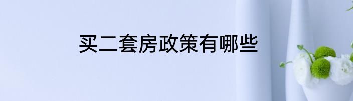 买二套房政策有哪些