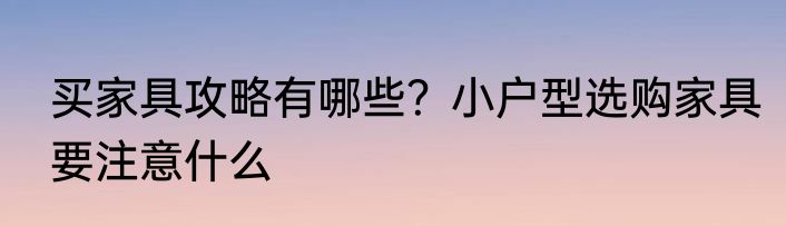 买家具攻略有哪些？小户型选购家具要注意什么