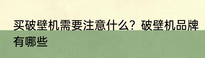 买破壁机需要注意什么？破壁机品牌有哪些