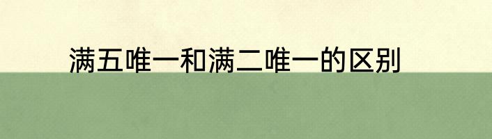 满五唯一和满二唯一的区别