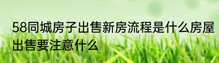 58同城房子出售新房流程是什么房屋出售要注意什么