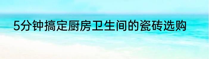 5分钟搞定厨房卫生间的瓷砖选购