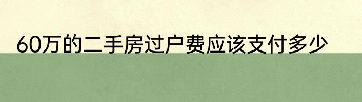 60万的二手房过户费应该支付多少