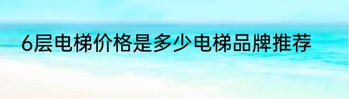 6层电梯价格是多少电梯品牌推荐