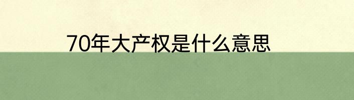70年大产权是什么意思