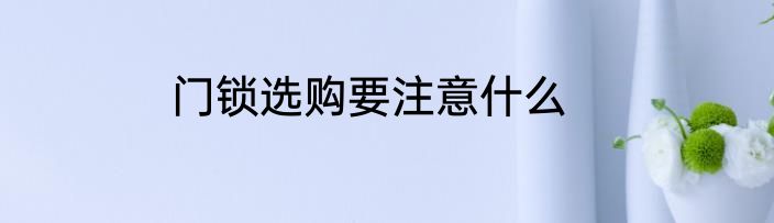 门锁选购要注意什么