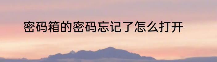 密码箱的密码忘记了怎么打开