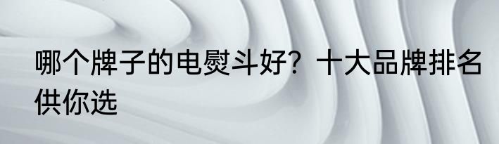 哪个牌子的电熨斗好？十大品牌排名供你选