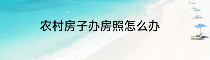 农村房子办房照怎么办