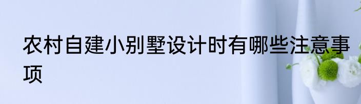 农村自建小别墅设计时有哪些注意事项