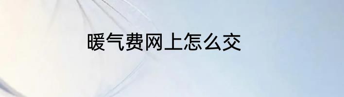 暖气费网上怎么交