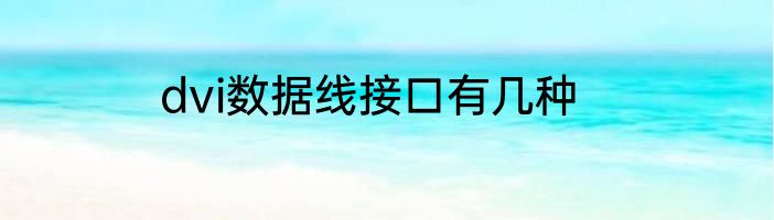 dvi数据线接口有几种