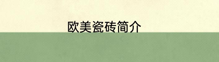 欧美瓷砖简介